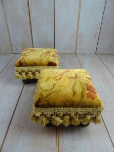 Deco Pair of small upholstered footstools